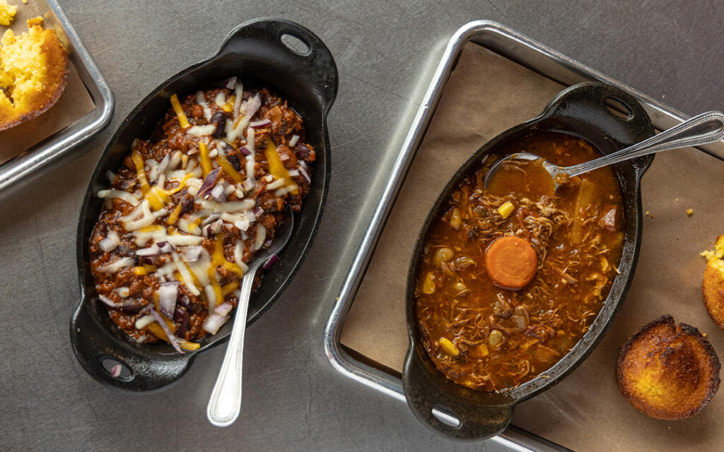 It's soup season at Dead End BBQ in Knoxville. Try our Smokehouse Stew and Hillbilly Chili, served in cast iron dishes with spoons.